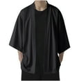 thumbnail image 1 of Rloper-Lop Men's Ice Silk Cardigan Jacket Casual 3/10 Sleeve Open Front Coat Casual Solid Color Jackets Summer Beach Coat Tops, 1 of 6