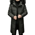 thumbnail image 1 of Rloper-Lop Men's Long Puffer Jackets Solid Color Thickened Coats Winter Warm Full Zipper Tops Ski Snow Thick Hooded Outwear with Removable Hood Gray 5XL, 1 of 6