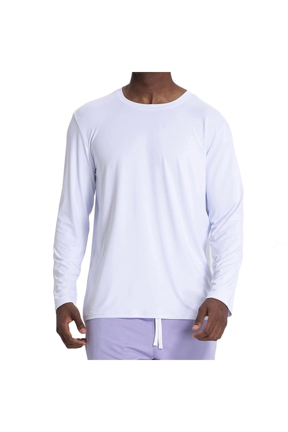 Men's Long Sleeve Sports Shirts Quick Drying Crew Neck Clothes Running Fitness Training Shirts Outdoor Solid Color Sunscreen Clothes