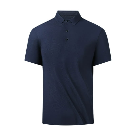 Rloper-Lop Men's Polo Shirts Casual Short Sleeve Quick Dry T-Shirts Novelty Solid Color Golf Tees Breathable Stretch Sports Athletic Tees Navy 4XL