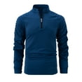 thumbnail image 1 of Rloper-Lop Men's Quarter Zip T-Shirts Lightweight Long Sleeve Soft Pullovers Stand Collar Pleated Tops Outdoor Athletic Lapel Sweatshirts, 1 of 8
