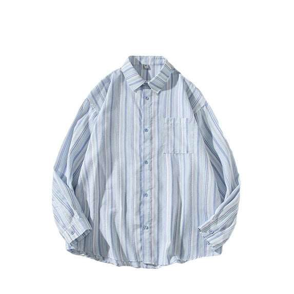 Rloper-Lop Men's Striped Button Down Shirts Long Sleeve Regular Fit Casual Shirts Brushed Soft Outdoor Shirts with Pocket