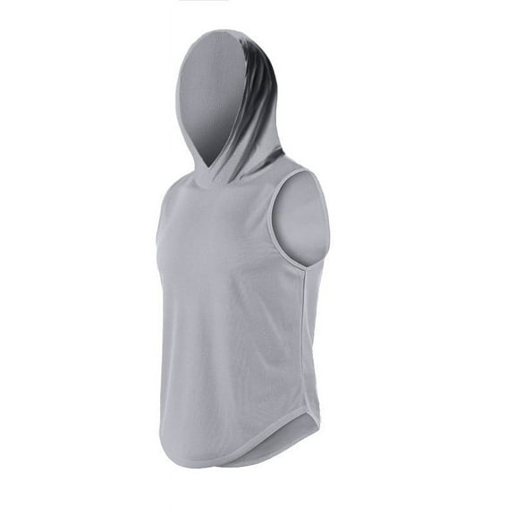 Rloper-Lop Men's Sun Protection Hoodies Solid Color Sleeveless Hooded Tank Tops Bodybuilding Muscle Cut Off T Shirt Outdoor Hiking Sweatshirts