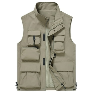 Rloper-Lop Men's Work Vests Summer Outdoor Sleeveless Vest Jackets Lightweight Safari Travel Hunting Waistcoat With Multi-Pockets
