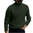 thumbnail image 1 of Rloper-Lop Mens Cable Knit Sweaters Casual Soft Pullover Sweaters Turtleneck Slim Fit Tops Long Sleeve Winter Thermal Jumper Shirts Army Green XL, 1 of 5