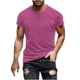 thumbnail image 1 of Rloper-Lop Mens Crewneck T Shirts Casual Stylish Striped Printing Tees Lightweight Short Sleeve Striped Printign Shirts Summer Outdoor Tops Hot Pink L, 1 of 5