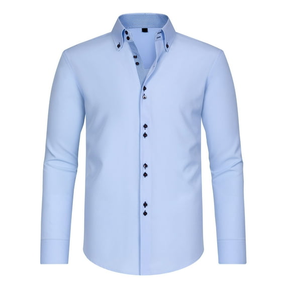 Rloper-Lop Mens Dress Shirts Long Sleeve Solid Color Tuxedos Business Casual Button Down Shirts Wrinking Free Stretch Blouse Shirts