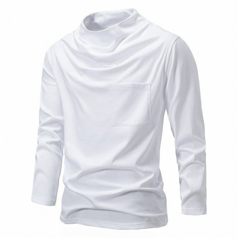 Rloper Lop Mens Mock Neck T Shirts Pullover High Neck Turtleneck Long Sleeve Sweaters for Men Regular Fit Sort Undershirts Solid Color Tops 4XL