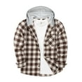 thumbnail image 1 of Rloper-Lop Mens Plaid Hoodie Jackets Long Sleeve Casual Coats Button Down Flannel Shirts Fashion Vacation Outdoor Tops with Drawstring, 1 of 8