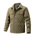 thumbnail image 1 of Rloper-Lop Mens Quilted Lightweight Jackets Long Sleeve Lapel Tops Thermal Button Down Casual Coats Winter Solid Color Coats with Pockets Khaki XXL, 1 of 4