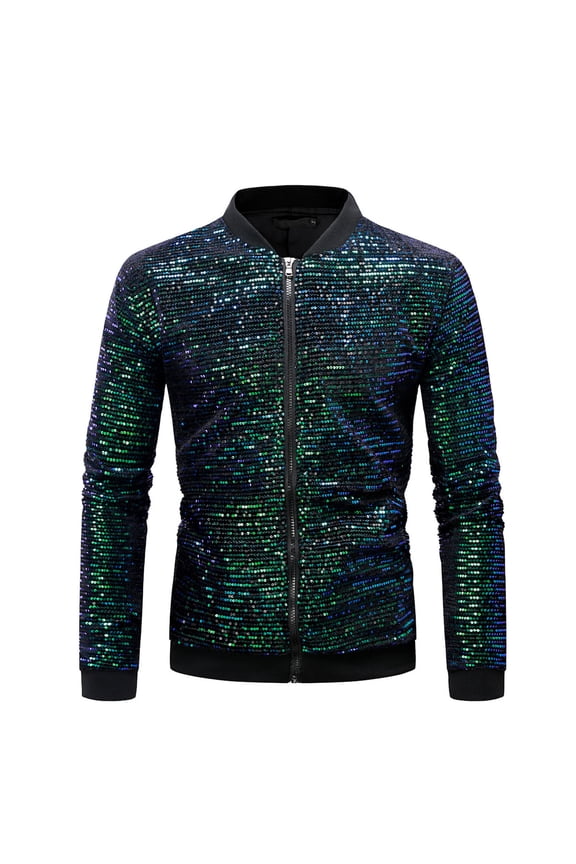Mens Sequins Jackets Blazer Hipster Print Long Sleeve Tuxedo Tops Luxury Notched Lapel Slim Fit Stylish Sport Coats With Jacket Green XXL