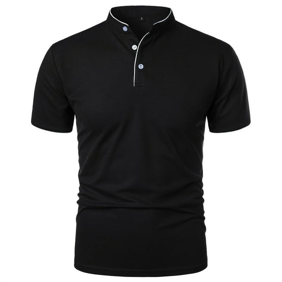Rloper-Lop Mens Summear Henley Shirts Stand Up Collar Tops Casual Short Sleeve Tees Slim Fit Business Shirts Golf Outdoor Tops