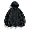 thumbnail image 1 of Rloper-Lop Mens Sun Protection Jackets Casual Long-Sleeve Plain Hooded Shirts Buttons Crew-Neck Rain Coats Loose Fit Trendy Soft Tops, 1 of 6