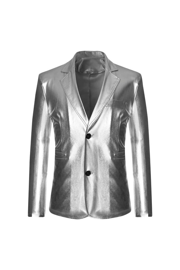 Metallic Blazer Suit Jackets Mens Notch Lapel Two Button Prom Shiny Sport Coats Party Festival Tuxedo Sport Coat for Adult Men