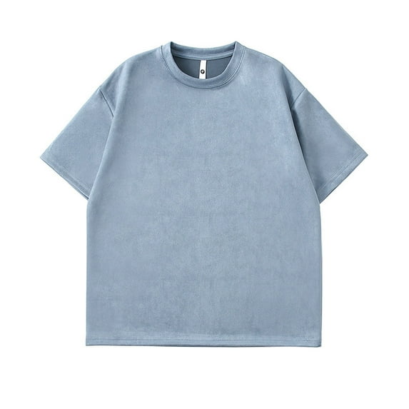 Rloper-Lop Oversized Solid T-Shirts for Men Short Sleeve Crewneck Sweatshirts Vintage Streetwear Basic Tees Fashion Solid Color Tops