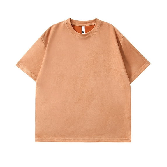 Rloper-Lop Oversized Solid T-Shirts for Men Short Sleeve Crewneck Sweatshirts Vintage Streetwear Basic Tees Fashion Solid Color Tops