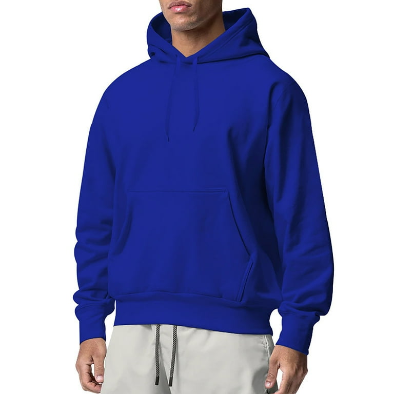 Rloper Lop Pullover Hoodies for Men Loose Fit Solid Color Sweatshirts Drawstring Long Sleeve Hooded Shirts Basic Workout Tops with Pocket Blue 3XL Walmart