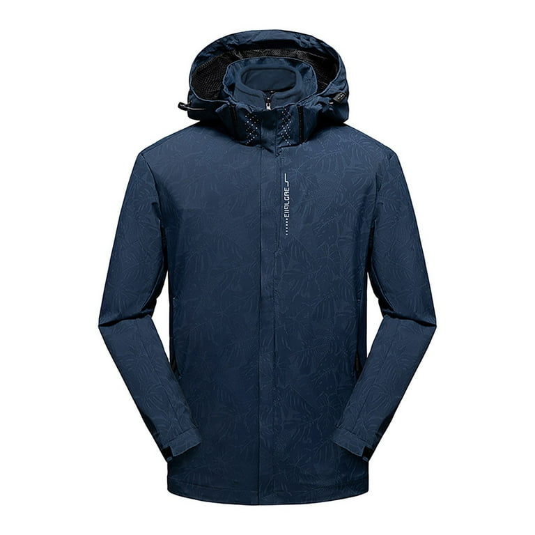 Rloper Lop Rain Jackets for Men Waterproof Lightweight Rain Jacket With Hood Windbreaker Golf Running Solid Color Raincoat with Pockets Blue XXL Walmart