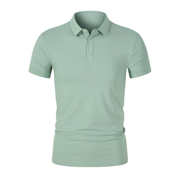Rloper-Lop Summer Slim Fit Polo Shirts for Men Lapel Short Sleeve Shirt Tops Casual Button Down Tees Solid Color Business Shirts
