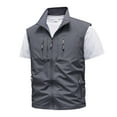 thumbnail image 1 of Rloper-Lop Travel Vests for Men Multi Pockets Utility Tank Tops Lightweight Sleeveless Jackets Fashion Solid Color Full Zipper Tops Gray L, 1 of 4