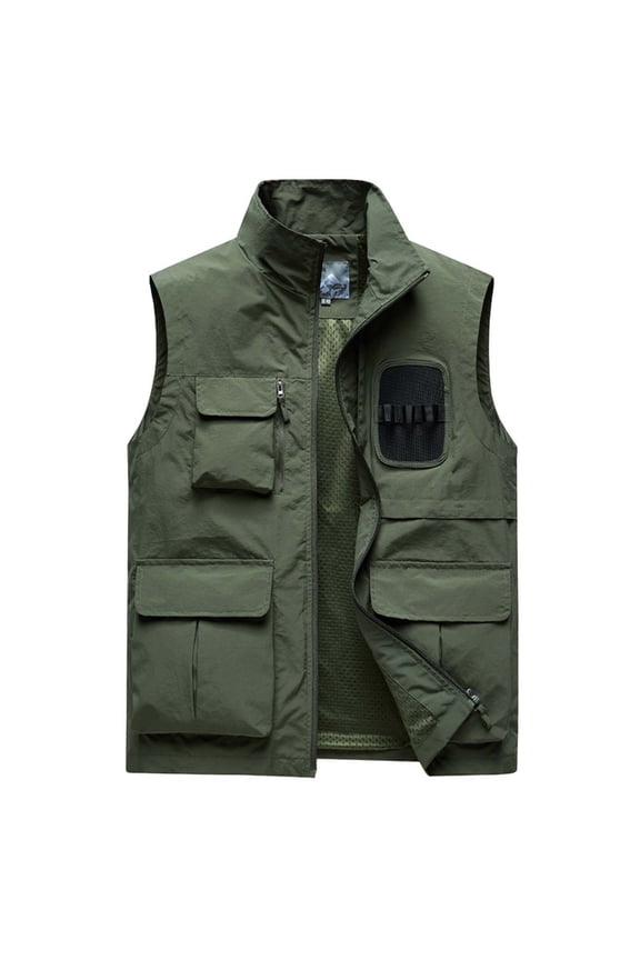 Utility Sleeveless Jackets Safari Travel Waistcoats Outdoor Work Photo Cargo Fly Summer Vests Multi-Pockets Solid Color Coats