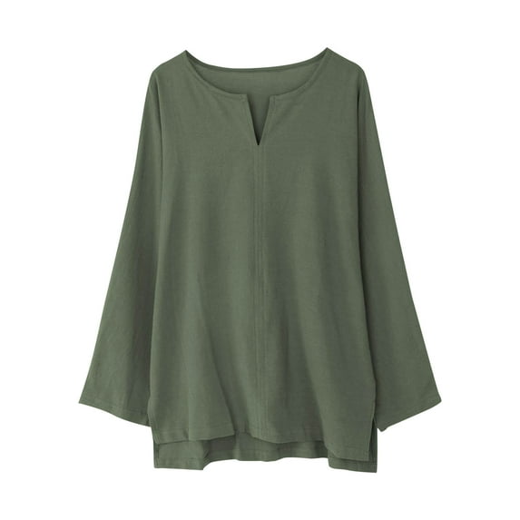 Rloper-Lop V-Neck Long Sleeve T-Shirts for Men Loose Oversized Tops Solid Color Casual Tee Tops Tropical Beach Outdoor Tees