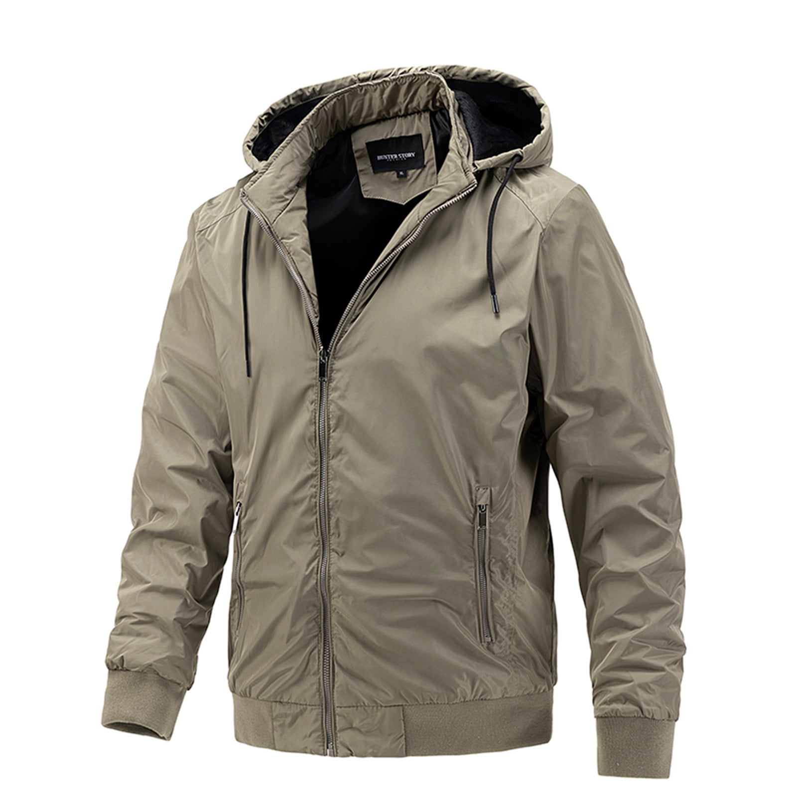 RloperLop Winter Hooded Jackets for Mens Windproof Rain Coats