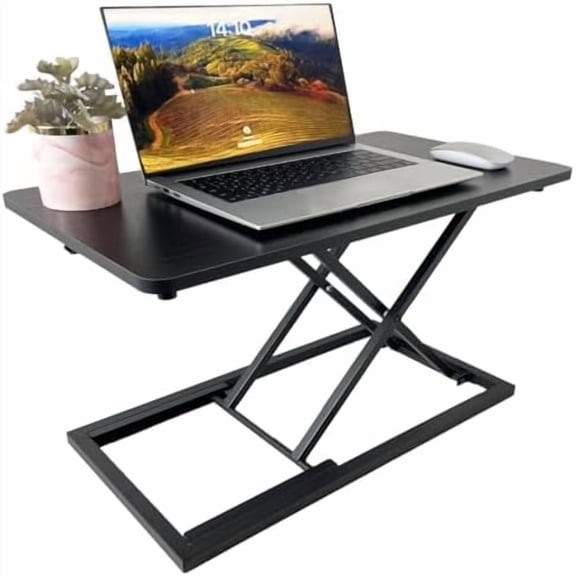 Rlozftel Standing Desk Converter, Height Adjustable Stand Up Desk Riser with 7 Height Levels, Compact Sit Stand Desktop Converter for Laptop or Single Monitor, Office Workstation$$Office