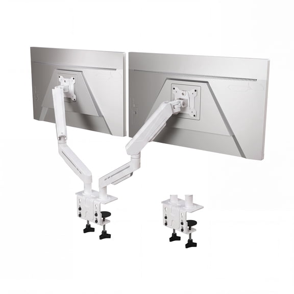RmagineX Dual Monitor Arm Desk Mount, Adjustable Gas Spring Dual Monitor Stand, Fits 17-35 Inch Screen, Full Motion Dual Monitor Holder , VESA Mount, Holds Up to 22lbs Each Arm, White