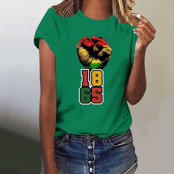 Itsame 4th of July Outfits for Women Printed Short Top Independence Day Short T-Shirt Sleeve, Round Neck Green