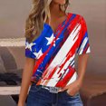 thumbnail image 1 of Itsame 4th of July Outfits for Women Printed Short Top Independence Day Short T-Shirt Sleeve, V-Neck Blue, 1 of 5