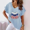 thumbnail image 1 of Itsame 4th of July Outfits for Women Printed Short Top Independence Day Short T-Shirt Sleeve LightBlue Size L2, 1 of 4