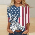 thumbnail image 1 of Itsame 4th of July Shirts Women Independence Day Short T-Shirt Sleeve American Flags Printed Short Sleeve Top, Round Neck Multicolor, 1 of 5