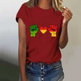 thumbnail image 1 of Itsame 4th of July Shirts Women Independence Day Short T-Shirt Sleeve American Flags Printed Short Sleeve Top, Round Neck Wine, 1 of 4