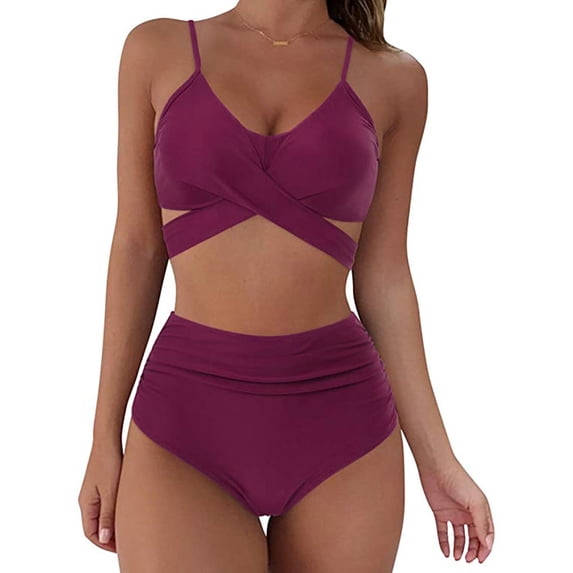 Itsame Beach Women's Swimsuits Sets, Solid Color 1 Piece Swimsuits Wine
