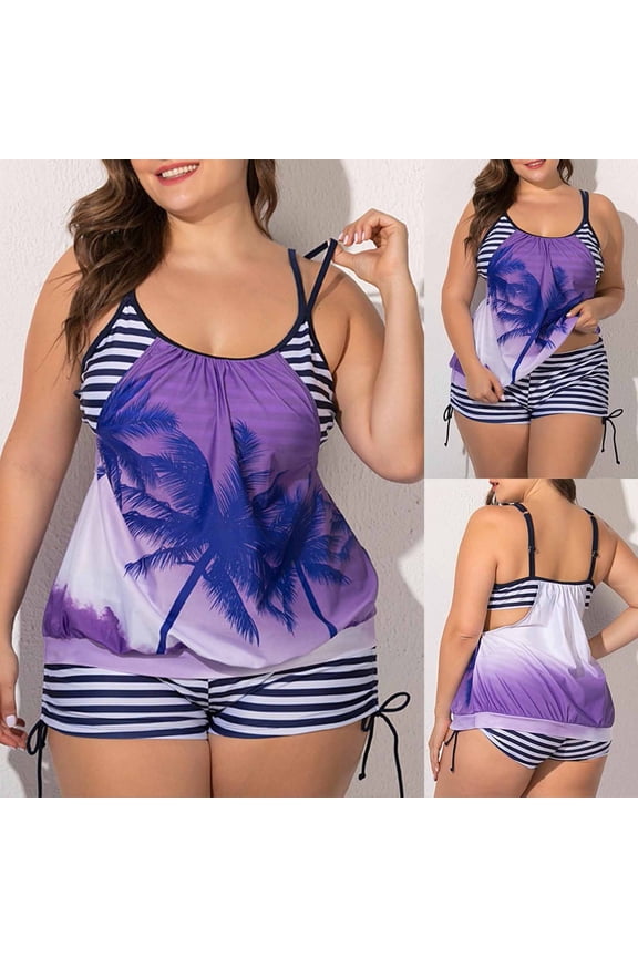 Swimsuits for Womens Sets, Printed 1 Piece Swimsuits Purple