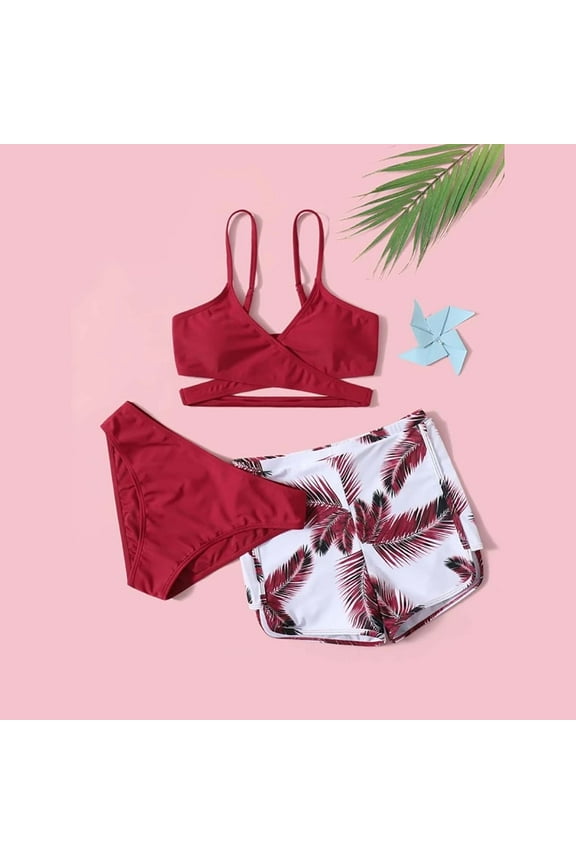 Swimsuits for Womens Sets, Printed 1 Piece Swimsuits Red