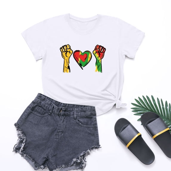 Itsame Short Sleeved Undershirt Tops for Womens Shirt New Fashionable Printed Relaxed Round Neck T-Shirt Blouses White Size 3XL