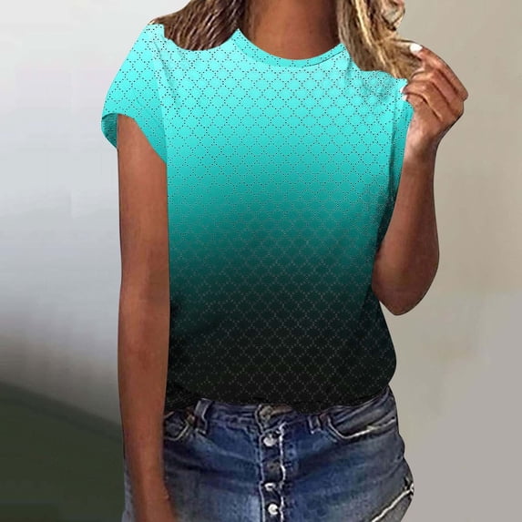 Itsame Short Shirt Sleeved Tops for Womens Round Neck T-Shirt Blouses Mint Green Size S