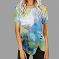 thumbnail image 1 of Itsame Short Sleeved Undershirt Tops for Womens Shirt Printed Round Neck Button T-Shirt Blouses Multicolor Size L, 1 of 5