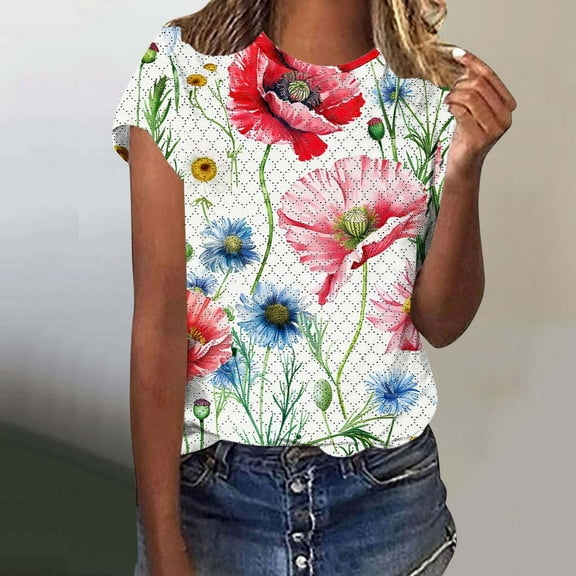 Itsame Short Sleeved Undershirt Tops for Womens Shirt T-Shirt Round Neck Blouses White Size XL