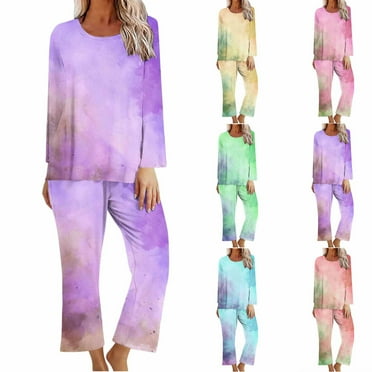 Itsame Sweatsuits 2pcs Sets for Womens Long Sleeved Sweatshirt and Pants Printed Round Neck Casual Set Green Size XL