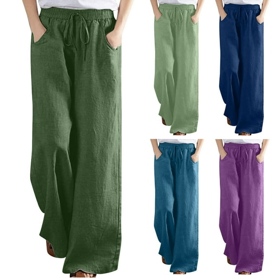 Itsame Womens Loose Long Pants Solid Color Tight Cotton High Waisted Wide Leg Sweatpants Mint Green Size XL