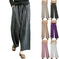 thumbnail image 1 of Itsame Womens Loose Long Pants Stripe Cotton High Waisted Wide Leg Sweatpants Purple Size XL, 1 of 8