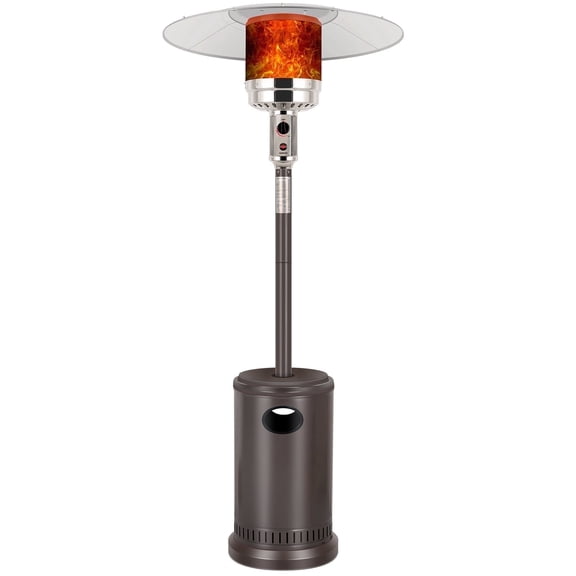 Romswi 50,000 BTU Portable Propane Patio Heater,Triple Protection System,Wheels,Stainless Steel Burner,Outdoor Heaters for Patio,Commercial ,Garden and Residential, Brown