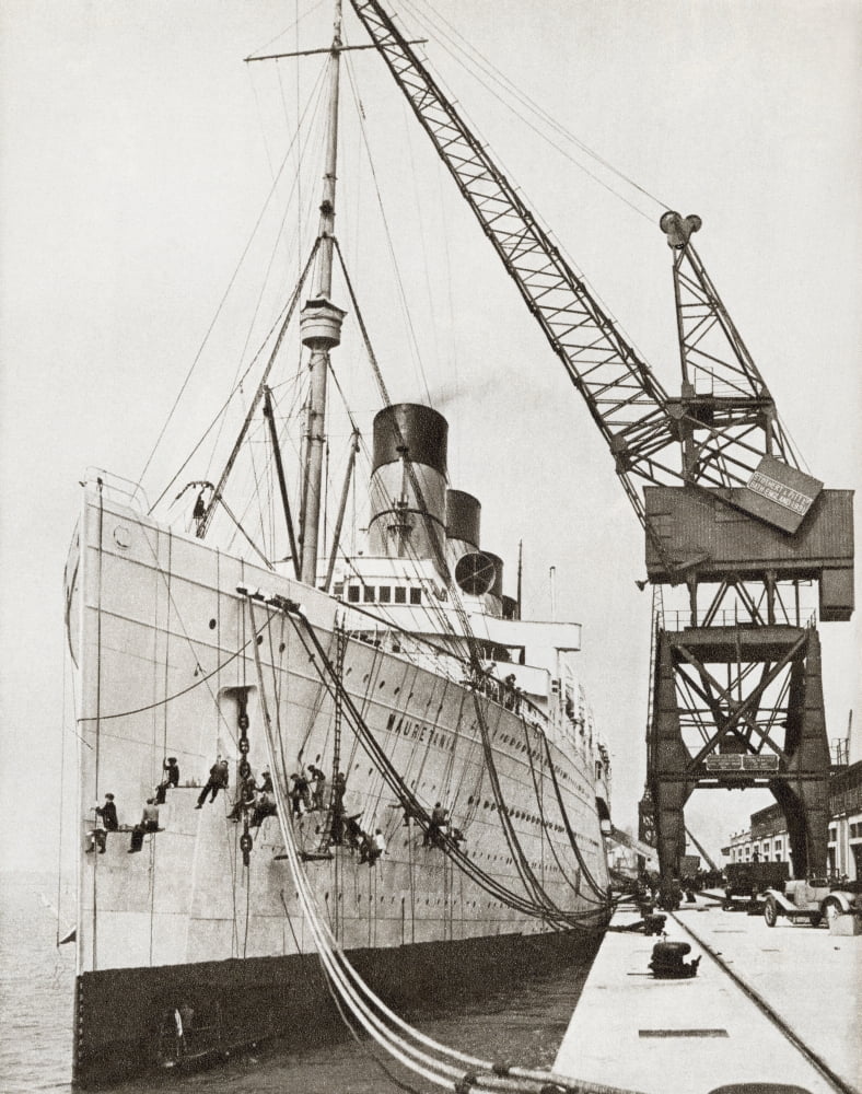 The Rms Mauretania Docked And Beingpainted From The Story Of 25 Eventful Years In Pictures Published 1935 Canvas Art - Ken Welsh Design Pics (13 x 17)