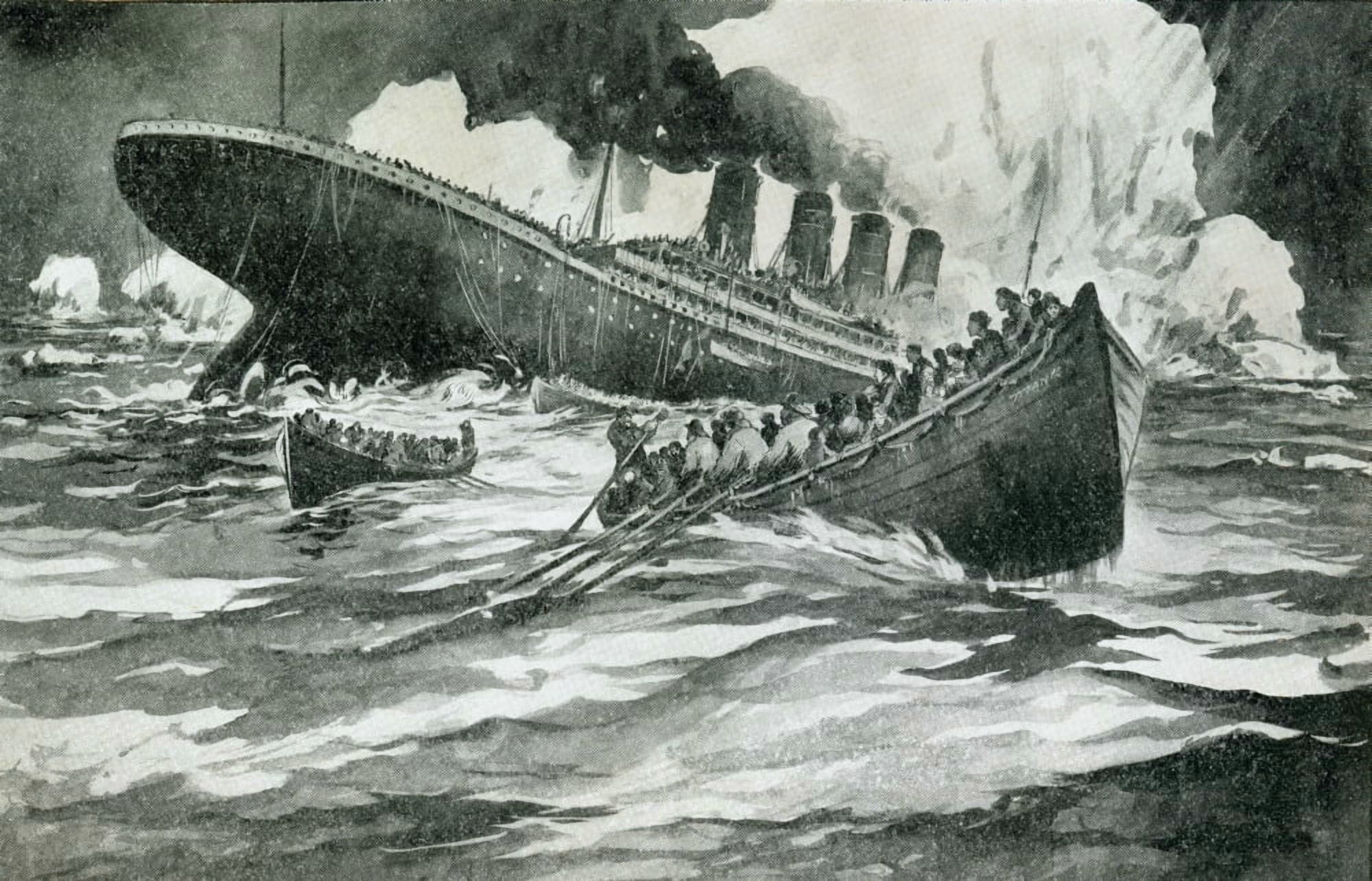 Rms Titanic Of The White Star Line Sinking Around 2 20 Am Monday Morning April 15 1912 After Hitting An Iceberg In The North Atlantic Canvas Art - Ken Welsh Design Pics (18 x 11)