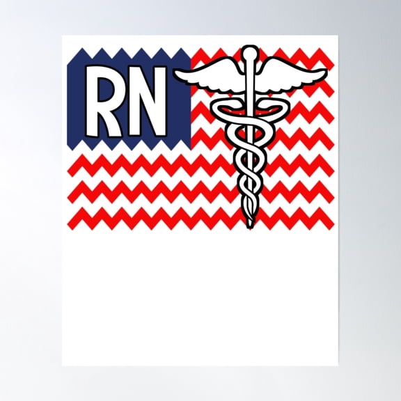 Rn Chevron Registered Nurse American Flag Poster Wall Art, Modern Wall Decor, 8x12 UNFRAMED
