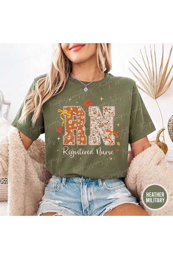 Rn Nurse Fall Shirt, Registered Nurse Shirt, Autumn Rn Shirt, Fall Vibes Nurse Shirt T1352, F2941