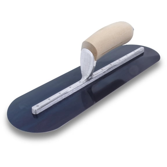 MARSHALLTOWN MXS66BFR Fully Rounded Finishing Trowel, 16 x 4 inch Blue Steel Concrete Finishing Tool for Masonry and Sidewalks